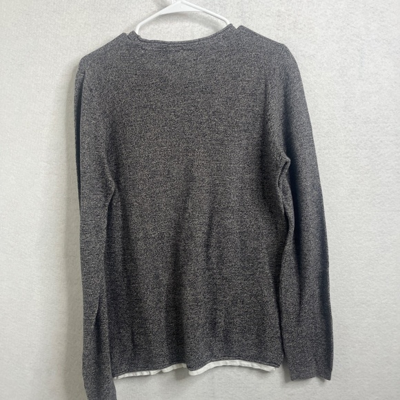 Denim & Flower Ricky Singh Layered Knit Long Sleeve Shirt Gray Size Medium - Picture 2 of 6